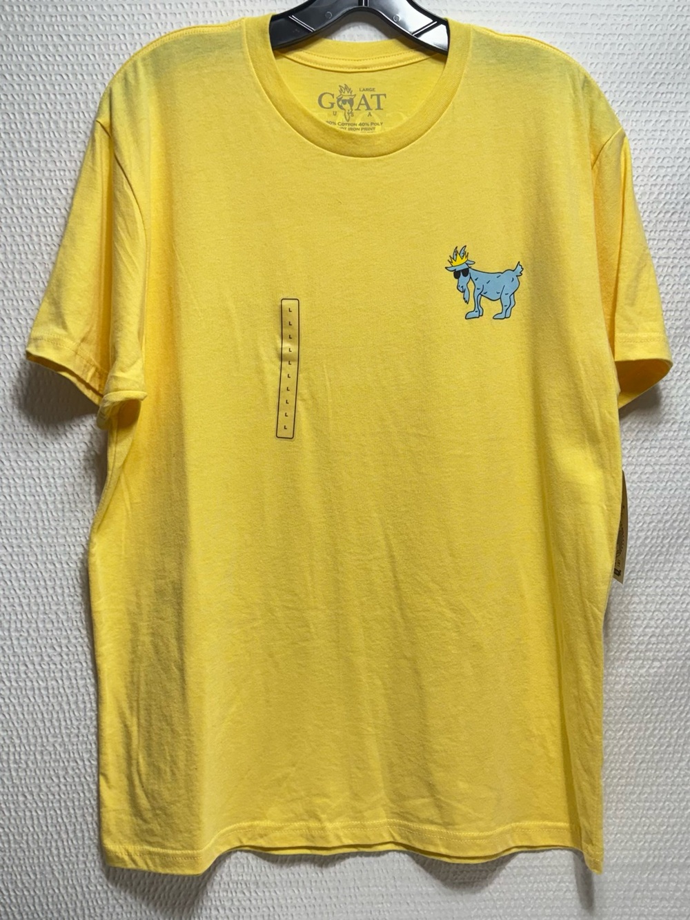 Goat USA MENS t shirt yellow large COTTON  LOGO GOAT BLUE